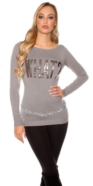 Trendy pullover WHAT? Grey